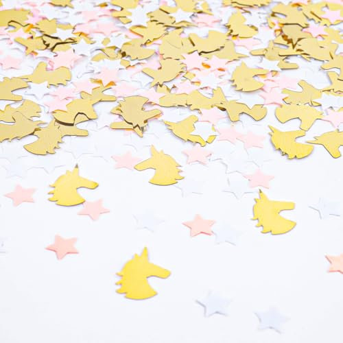Einhorn Sterne Konfetti Geburtstag - Tischdeko Set Streudeko für Babyshower, Party und Kindergeburtstag