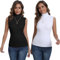 Enjoyoself Damen Rollkragen Top 2er Set Ärmellos Rollishirt Dünn Weich Stretch Unterziehrolli Basic Rolli Schwarz+Weiß,XL