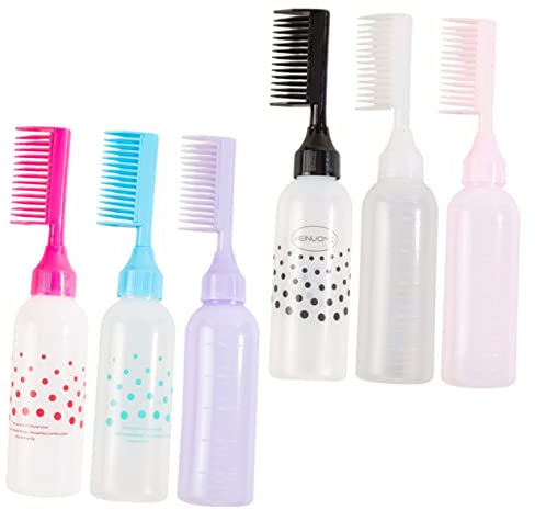 Healeved 6pièces Flacon Applicateur Peigne Pour Racines Cheveux Avec Outils De Coiffure Pour Salon De Teinture Capillaire Et Applicateurs
