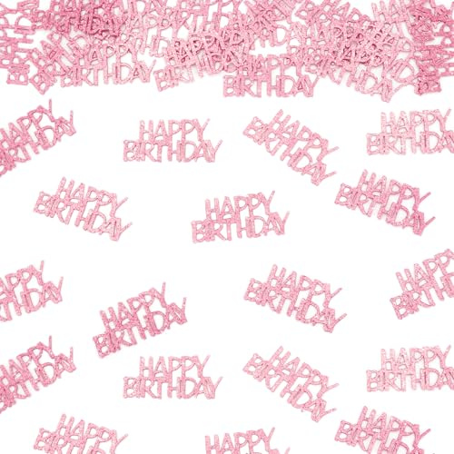 Vofrise Pink Happy Birthday Confetti - Girl Birthday Party Decorations - Light Pink Glitter Scatters for Baby Girl Party Table Decor Supplies - 100PC