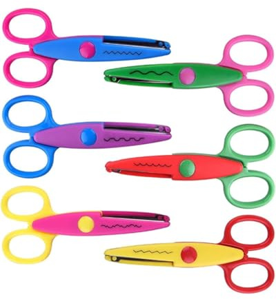 TPZORJX Forbici per Bambini Set di 6 Pezzi con Taglio a Zig Zag, Seghettate per Corsi di Artigianato - 6 Tipi di Denti di Pizzo