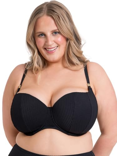 Curvy Kate Dam Jet Set vadderad balcony Top bikini, svart, 90 m, svart, 90M