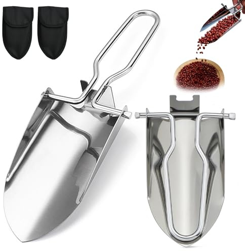 2 Stück Garten Schaufel, Klappspaten Klein Handschaufel Gartenschaufel Tragbar Camping Blumenkelle Klappschaufel für Gärten Outdoor Camping