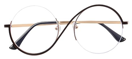 Générique Lunettes Anti Lumière Bleue,Lunettes pour Ordinateur avec Filtre Anti-Lumière Bleue - Rétro Rondes à Demi-Monture pour Étudiants, Conducteurs, Famille, Collègues, Amis et Lecture