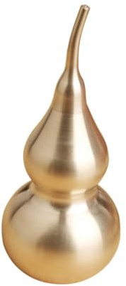 VICASKY Small Gourd Copper Ornament Desktop Statue, Brass Finish | Golden Decorative Accent, Study or Reception Desk Use, Holds Incense Sticks and Keepsakes, Symbolic Warding