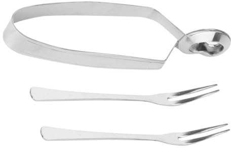 NUOBESTY Lot de 3 Pinces à Escargots en Acier Inoxydable 1 Pince 2 Fourchettes Compact et Empilable Accessoires de Service pour Fruits de Mer Restaurant et Usage Domestique