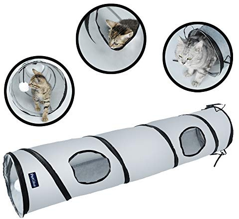 PetLike Cat Tunnel for Indoor Cats Collapsible Pop-up Pet Tube Peek Hole Hideaway Play Toys for Cats with Ball