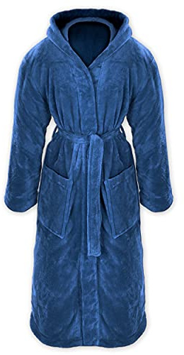 Gräfenstayn® Gosig fleece-badrock för kvinnor och män, storlek S–XXXL med Öko-Tex Standard 100 flanellfleece, blå, XXL