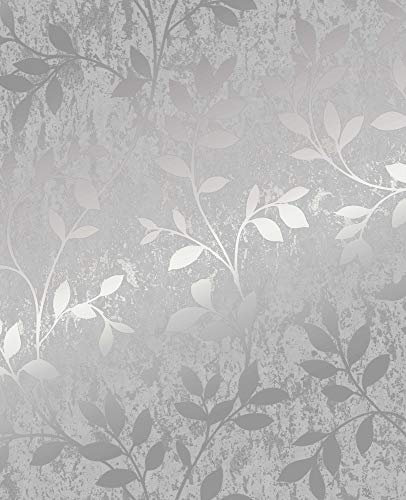 Superfresco Silver Milan Trail Floral Wallpaper | Paste The Paper Application | Silver Floral | Eco-Friendly