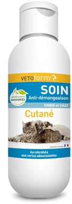Vetoform | Lait Anti-démangeaisons | Chien et Chat |Calendula et Allantoïne | Apaisant | Irritations, Prurit | 85 % d’Origine Naturelle | 125 ML | Fabrication française