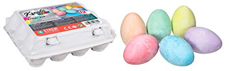 Xtrem Toys 00362 Outdoor Straßenmalkreide in Eiform, 12 Farben im praktischen Eierkarton, Kreide für Kinder zum Bemalen von Asphalt-und Pflasterflächen, 6.5 cm hoch, Durchmesser ca. 4.5 cm