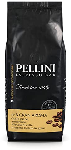 Pellini N.3 Gran Aroma, Café en Grano para Espresso 1kg, Mezcla 100% Arábica de Sabor Intenso y Armonioso, Tueste Lento