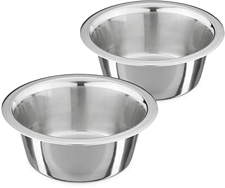 Navaris Comederos de Acero Inoxidable para Perros - Set 2X comedero y Bebedero para Perro y Gatos - Cuencos Aptos para lavavajillas - 13 x 5 cm