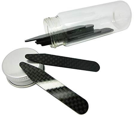 Lary Real Carbon Fiber Collar Stays 10 Pcs Set in Glass Bottle (2“-10pcs), Black
