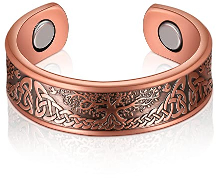 Bagues en Cuivre Pur Magnétiques Bagues Réglables pour Femmes Hommes Anneaux Magnétiques en Cuivre Massif Anneau de Doigt avec Aimants pour Cadeau d'Anniversaire Journée de la Femme Mère(Rétro)