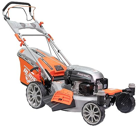 RURIS Tagliaerba RXM1000 3,9CV, 510mm, Borsa 65L, Propulsa automatica, Facile maneggevolezza a due ruote, Cinque funzioni: Recupero in sacchetti, Deflettore Laterale, Mulching, Deflettore Posteriore