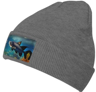 Subaquatic Wels, luxuriöses Samt-Patch-Design, gestrickte Wollmütze, ideal für sportliche Aktivitäten und Outdoor-Aktivitäten, Subaquatic Wels, Einheitsgr��e