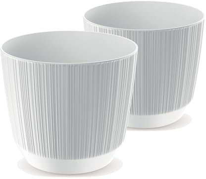 Tymar blomkruka, ytterkruka, 2-pack, blomkruka av plast, matta, rund form (ø 20 cm, (2-pack) vit)