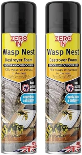 hep® Zero In Wasp Nest Killer Foam - 300 ml Aerosol, Controls Wasps and Their Nests in the Home and Garden, Ready-To-Use, Fast Action Formula (2 x Fly Wasp Foam Spray 300ml)