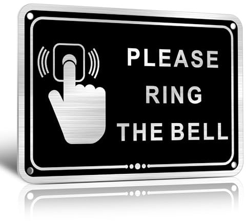 TAKULA 15*10CM Please Ring the Bell Sign - Gebürstetes Metall-Aluminium, UV-beständig, Rostfrei, mit Aufkleber auf der Rückseite|Pack of 1