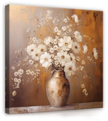 WallArena – kanvasbilder – blomfrön blommor i vas – 80 x 80 cm canvasbilder – bild på duk – väggbild XXL stora väggbilder för vardagsrum sovrum vardagsrumsbilder modern