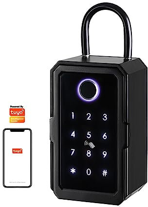 Coffre-fort, coffre-fort domestique, Boîte De Verrouilla À Clé Intellinte Avec Accès À Distance, Boîtier De Sécurité Étanche En Métal For Cacher Les Clés, Empreintes Digitales, Code Numérique, Applica