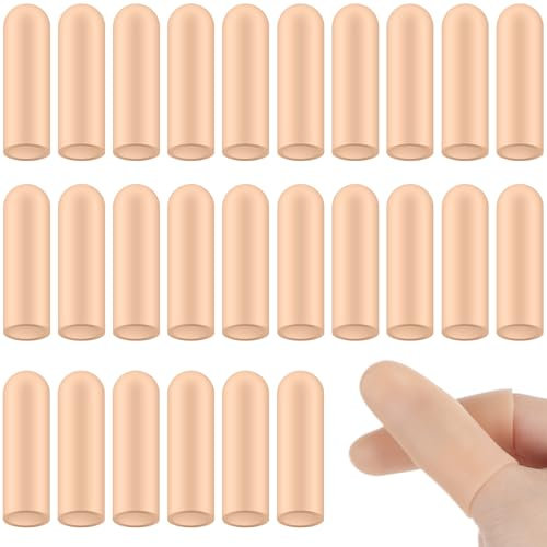26pcs Skin Silicone Finger Protectors,Small Fingers Covers,Fingers Tip Band-Aids for Finger Cracking Trigger Pain Relief
