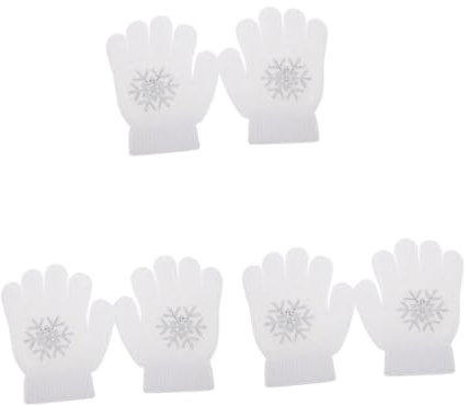 Milisten 3 Paare Skating-Handschuhe Eishockeyhandschuhe Eislaufhandschuhe rutschfeste Eishandschuhe Eislauf Zubehör Dicke Strickhandschuhe Eiskunstlaufzubehör Eislaufzubehör Stricken Weiß