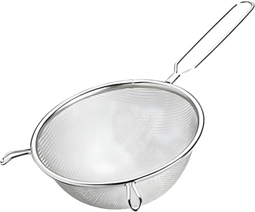 PARENCE.- Passoire à Maille Fine - Tamis de Cuisine de 21cm de Diamètre - Ne Pas Mettre au Lave Vaisselle - 35x21cm, Polyvalent, Efficace, Argenté