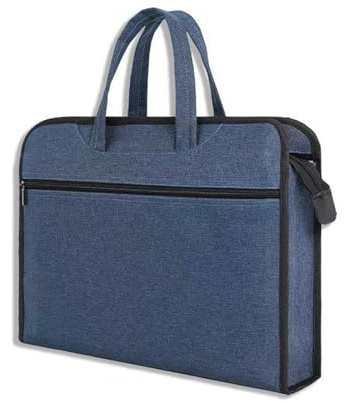 Oxford Zippered Document Bag Zippered File Bag with Handle Waterproof Portable Office Organizer File Tote Bag Pouch for Carrying Paper Laptop Files Books (Blue)