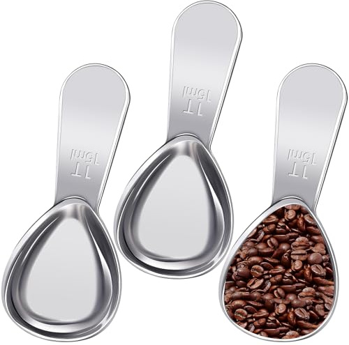 3 Pcs Coffee Scoop,1 Tbsp Stainless Steel Measuring Spoon,Tablespoon,Short Handle,Laser Engraved Mark,Drop Resistant,Spoons for Tea,Sugar,Flour or Coffe