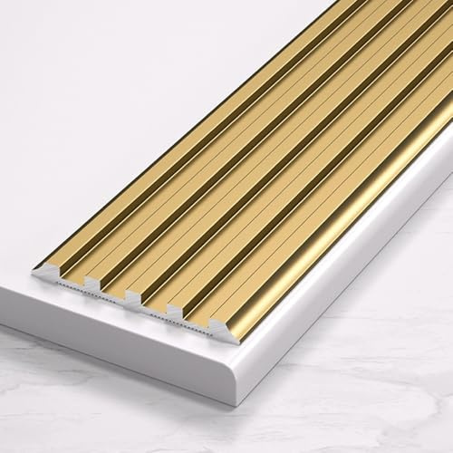 HOUKOIKBUG Profilo Paragradino in Alluminio Profilo per Bordi Scale, Profilo di Protezione per Bordi Scale, Impermeabile, per Case, Scuole, Ospedali(Gold)