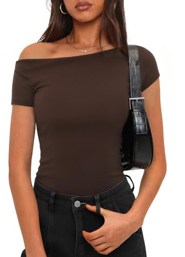 Totatuit T-shirt Femme Ajusté Manches Courtes Épaules Dénudées Haut d'été | Été, Tenue Quotidienne, Facile à Associer, Style Polyvalent
