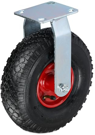 Relaxdays Ruota per Carrello Fissa 3.00-4, Rotella Mobili e Carico di Portata 120 kg, Gomma