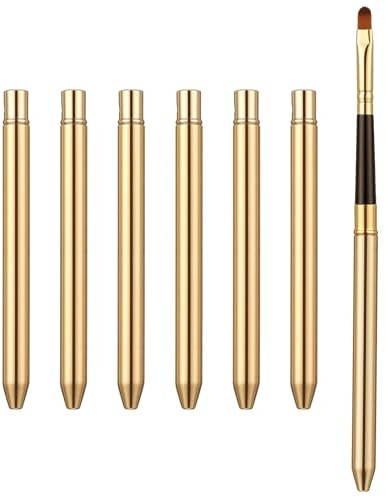 6 st infällbar läppborste för läppstift, indragbar, läppstift, borste med lock, silver, rese-läppstift, applikator för kvinnor, flickor, exakt läppmakeup (guld)