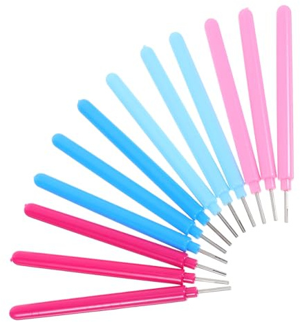 VINTORKY Juego de Herramientas de Quilling para Papel 16 Piezas, Bolígrafos Ranurados y Aguja Enrollable, Colores Azul Claro, Fucsia y Rosa, Kit para Manualidades de Filigrana y Bricolaje