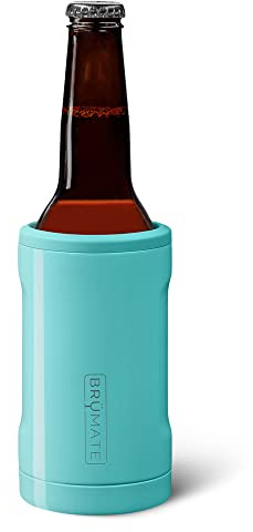 BrüMate Hopsulator Bott'l Insulated Bottle Cooler for Standard 12oz Glass Bottles | Glass Bottle Insulated Stainless Steel Drink Holder for Beer and Soda (Aqua)