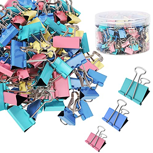 Belle Vous Klemmen Metall (150 Stück) - Kleine, Mittlere und Große Büroklammern - Papierklammern in Verschiedenen Farben - Stationary Supplies für Haus, Küche, Arbeit und Schule - Dokumente und Ordner