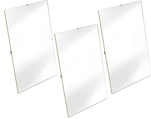 M1SS Pack of 3 Frameless Glass Clip Frame - 8 x 10 (20 x 25 cm) Classic Wall Mountable Picture Frame