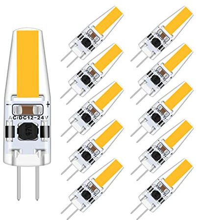 WYAANCCW G4 Led Warmweiss, 3W Dimmbar 12V Leuchtmittel,Replaces 20W Halogen Bulbs,AC/DC 12-24V LED Lampen,AC 12V G4 Led Stiftsocked,10er Pack