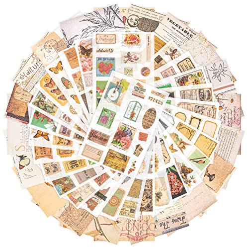 50 pagine Vintage Scrapbook Sticker e Scrapbook Paper decorativo Washi Sticker Retro Decoupage Paper Sticker Book per adulti Scrapbook Supply per la creazione di biglietti di journaling (Lemon)