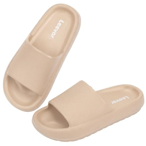 Leevar Cloud Slides for Women and Men | Pillow Slippers for Women and Men Non Slip | House Slides Shower Sandals Shoes Quick Drying | Ultra Cushion | Thick Sole