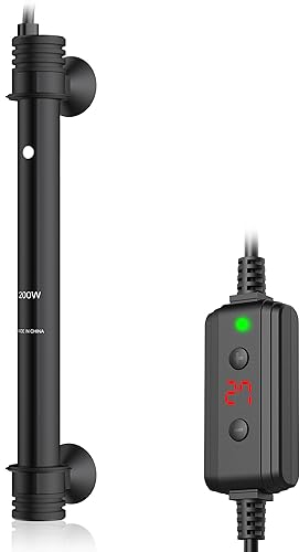 NICREW Aquarium Heizer 200 W, Temperatur einstellbare Aquarium Heizung mit Controller für Aquarien bis 200 L, Überhitzungsschutz