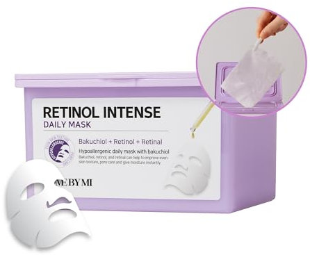 SOME BY MI Retinol Intense Daily Mask – 30 Stück – Vegane Retinol-Maske für tägliche Anwendung – Verbessert Hautstruktur & Elastizität – Koreanische Hautpflege
