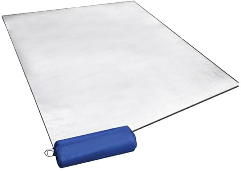 Funmo Tapis De Tente Double Face en Aluminium, 200cm x150cm Tapis de Couchage en Mousse, Tapis Isolant Thermique ImperméAble Pliable, Tapis De Sol Ultra Léger, Tapis D'étanchéité pour Camping