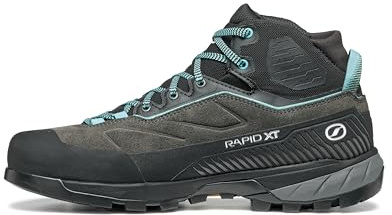 SCARPA Rapid XT Mid GTX - Stivali da trekking e da avvicinamento da donna, in pelle Gore-Tex, impermeabili, Squalo/Aqua, 36 EU
