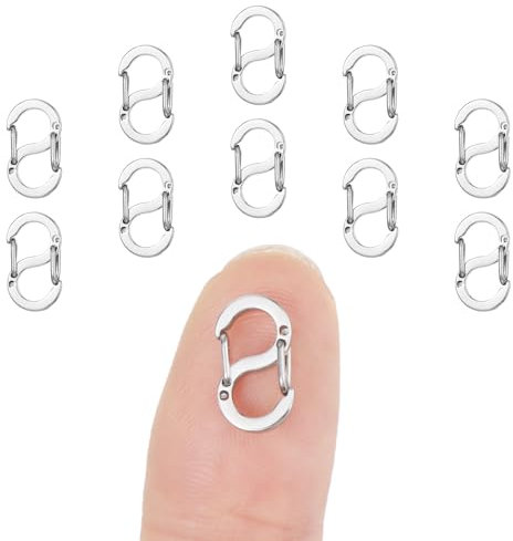 Amabro 10 Stück Karabinerverschluss mit Doppelter Öffnung, Edelstahl-Halsketten-Armbandverkürzer, Metallverschlüsse, Verschlüsse für Halsketten-Clip, Armband-Verbinder (Silber)