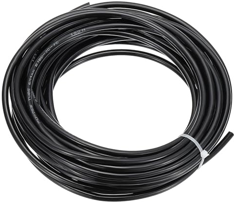 PATIKIL Pneumatisk slang 1/4 tum AD 39 ft 6 mm AD 4 mm ID PU luftledning rör för luft kompressor anslutning eller vätskeöverföring svart