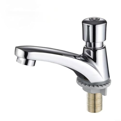 Robinet chromé temporisé à fermeture automatique pour économie d'eau - Pour salle de bain publique - Mélangeur d'eau froide - Montage mains libres