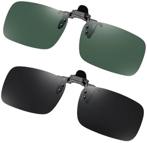 XUKZIMA Clip-on Gafas de Sol con Lentes Polarizadas, 2 Piezas, Adecuadas para Gafas Graduadas, Diseño Flip-up sin Montura, Suplementos de Sol para Mujer y Hombre